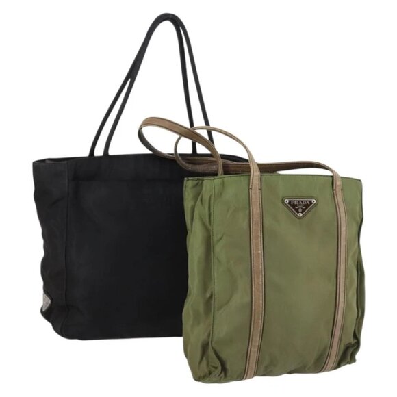 PRADA Tote Bag Nylon 2 Set Khaki Black - Picture 1 of 14